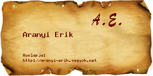 Aranyi Erik névjegykártya